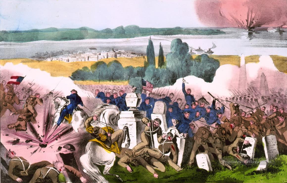 Currier Ives Bataille de Baton Rouge La 4 août 1862 Batailles navales Peintures à l'huile